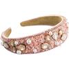 Montesy Cerchietto per capelli turchese con strass, fascia per capelli con strass e perle, rosa