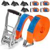 INTAKO 4/6/8/10/12m Cinghie a Cricchetto Professionali 5000kg x 50mm - Set di 4 Cinghie di Fissaggio con Cricchetto e 4 Angolari di Protezione - Fasce a Cricchetto per Camion (10m)