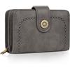 TEUEN Portafoglio Donna in PU Pelle Portamonete Vintage di Blocco RFID con Multipli Scomparti per Carte 1 Finestra di Identificazione Regali di Natale