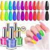 Saviland Set di smalti per unghie delle mani e dei piedi: smalto vegetale colorante ad asciugatura rapida, 12 colori, serie Trendy, top coat smalto, set regalo