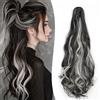 Gairyan 50cm Coda Capelli Extension con Pinza Posticci per Capelli Sintetici Coda di Cavallo Claw Ponytail Coda Capelli Extension Clip Ricci Mossi Ondulati Lunghi Parrucchino, Nero Naturale & Biondo
