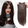 S-noilite Hair Topper Capelli Clip Extension 15 * 15cm Toppers Sintetici per Capelli Sottili Hair Toupet Donna Frontale Extension Lisci Posticci Fringe Toupee,45cm Marrone scuro