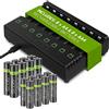 Venom Power 8-Way Dock di ricarica più 8 x ad alta capacità 2100mAh AA e 8 x alta capacità 800mAh AAA batterie ricaricabili