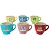 Generico Set 6 Tazzine da caffè in Ceramica Colorate Personalizzate Colori Assortiti Idea Regalo Originale Natale Compleanno Cucina Prima Colazione Mattina Arredo Casa Tavola