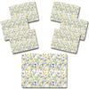 ARCA, Set di 6 Tovagliette Rettangolari in MDF, per 6 Persone, con Base in Sughero, Ideali per la Tavola, Resistenti e Durature, Decorazione Springflowers, 30x40 cm