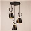 QEGY Lampadario Soggiorno Moderno Nero Cervi Corno Lampadario a Sospensione Cucina 3 Lampade Metallo Lampada A Sospensione Sala Da Pranzo Legno E27 Plafoniera da Soffitto per Cucina Caffè Bar