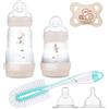 MAM Set di bottiglie anti-coliche con 2 bottiglie anti-coliche (160 ml e 260 ml) e taglia 1, ciuccio 0-6 m e spazzola per bottiglie
