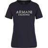 Armani Exchange Maglietta in Jersey di Cotone con Logo Rhinestone T-Shirt, Mirtillo, L Donna