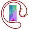 TBOC Custodia Compatibile con Samsung Galaxy Note10+ Note 10+ 5G [6.3] - Cover Trasparente con Corda [Rosso] Per Telefono Cellulare Cavo Regolabile Pratico Collana Moda Collo Catena Antigraffio