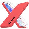 THIYUFUNS Cover per Samsung Galaxy A55 5G con 2 Pezzi Vetro Temperato Pellicola Protettiva,Liquid Silicone TPU Custodia 360 Antiurtfio Gradi Cover per Samsung Galaxy A55 5G (6.6) - Rosso