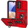 XINYEXIN Cover per Samsung Galaxy A55 5G, Custodia con Protezione Fotocamera [360° Magnetica Anello Supporto] Hard PC y TPU Silicone Antiurto Custodie - Rosso