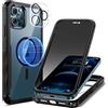 seacosmo Cover per iPhone 12 Pro Max Privacy Magnetica, Compatibile con Magsafe, Antispy Schermo Integrata in Vetro Temperato, Protezione Fotocamera, Custodia 360 Gradi Antishock Fronte Retro - Nero