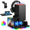 FYOUNG Supporto per ventola di raffreddamento aggiornato e doppio dock di ricarica per console e controller Xbox Series X, accessori XSX con 15 luci RGB, sistema di raffreddamento e caricabatterie con