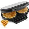 YASHE SW-2122M Belgische Waffel Piastra Waffle Cuore, 10 Waffle Classici a Forma di Cuore con Rivestimento Antiaderente, 5 Regolazioni di Temperatura, Spie Luminose, 1200W, Argento/Nero