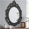 Lzuso Specchio da parete ovale nero con cornice in legno vintage intagliato specchio da appendere per parete decorativo antico specchio estetico per vanità camera da letto, soggiorno, ingresso 60