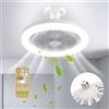 YUYTE - Silenzioso ventilatore da soffitto, con luci e telecomando, 36 W, lampada LED incorporata e telecomando, dimmerabile, E27, per camera, sala da pranzo, cucina, plafoniera