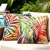 DecorMommt All'aperto Federe Per Cuscini 45x45 CM Impermeabile Federe Cuscini Divano Fodera Per Cuscino Divano Colorata Vegetazione Tropicale Lino Copricuscini Per Divano Per Soggiorno Giardino Terrazza 2 Pezzi