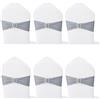 Forlush 6 Pezzi Fascia Coprisedia, Fiocchi Bianchi Matrimonio, Spandex Chair Covers, per Evento, Decorazione del Partito (Argento)