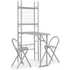 vidaXL Set da Pranzo Pieghevole con Scaffale 3 pz Robusto Moderno Versatile Bistrot Pub Tavolo e Sedie Cucina in MDF e Acciaio Grigio