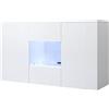 MB Muebles Bonitos, Credenza Madia Soggiorno Luke A2, Melamina Lucida, LED, Bianco, 120x70x40cm
