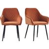 JYMTOM Set di 2 sedie da cucina, imbottite, per soggiorno, poltrona con schienale, bracciolo, gambe in metallo, arancione, 2 pezzi