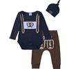 MOMBEBE COSLAND Oktoberfest Neonato Bambino Completo 3PCS Ricamo Classico Neonato Tutina Body, Blu Navy, 0-3 Mesi