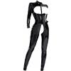 TiaoBug Body da Donna in Pelle Sexy Catsuit Senza Cavallo Erotico con G-String Tuta Intera in Latex Sexy Hot per Sesso Babydoll Lingerie Cosplay Costume Clubwear Sleepwear Nero XL