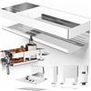 HENAL® Set di ripiani per doccia 5 in 1, in acciaio inox lucido, incollare senza forare, con supporto per rasoio, supporto per tergicristallo doccia, portasapone e gancio, XXL