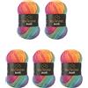 Wollbiene 5 gomitoli di lana Batik da 100 g, 500 g, con gradiente, multicolore (5040 arcobaleno)