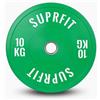 SF SUPRFIT Suprfit - Dischi per fitness gommati, 50 mm, in granulato di gomma piena, peso: 10 kg, dischi assorbenti 50 mm per allenamento con manubri, dischi pesi, colore: verde/bianco