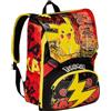 Seven Zaino Scuola Estensibile POKEMON - PIKACHU, Giallo Rosso - Zaino Doppio Scomparto Sdoppiabile Tramite Zip e Con Tasca Porta Borraccia, Zaino Bambino