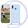 Yoedge Cover con Cordino per Huawei P20 Lite Personalizzata 5,84, Custodia con Laccio Collana Custodie Personalizzabile con Foto Testi Immagine Personalizzate Blu Custom per Huawei P20 Lite Case