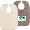Wörner Südfrottier Bavaglini Pappa Grandi - Bavette con Bottone a Pressione (2 pezzi) - 30x46 cm - 100 % cotone spugna testato Öko-Tex Standard 100 - beige - marrone