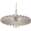 VANNI LAMPADARI - Lampadario a Sospensione Plissè- Lampadario Soggiorno in Ceramica- Lampadario Camera da Letto Decorato a Mano- Lampadario Rustico Taverna, Cucina- 30 cm, Rosa