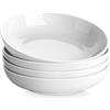 MALACASA Set di 4 Ciotole in Porcellana da 1680 ml, Ø 25,6 x 5,4 cm, Insalatiere Eleganti e Capienti, Ideali per Pasta, Zuppe, Insalate e Dessert, Bianco, Adatte al Microonde e alla Lavastoviglie