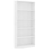 vidaXL Libreria a 5 Ripiani Scaffale Robusto Elegante Moderno Mobile Espositore Decorativo Porta Libri CD DVD Bianca 80x24x175 cm Multistrato