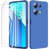 binandteam Cover per Xiaomi Redmi Note 13 4G + 2 Pellicola Protettiva in Vetro Temperato + Gomma Gel di Silicone Liquida Antiurto Custodia per Xiaomi Redmi Note 13 4G (6.67) - Blu