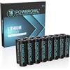 POWEROWL Batterie AA Litio - Confezione da 16, batterie doppia A da 1,5V, batterie al litio AA a lunga durata e ad alta capacità (non ricaricabili)