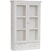 Biscottini Mobiletto bagno sospeso Legno e vetro L42,5xPR19,5xH76,5 cm - Vetrinetta da parete per bagno e cucina - Vetrina bianca porta detersivi salvaspazio