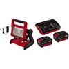 Einhell Torcia a Batteria Te-Cl 18/2000 Liac - Solo Power X-Change (Ioni di Litio, 18 V, Testata Orientabile, Funzionamento Ibrido) + 2X 3,0Ah & Twincharger PXC Starter Kit