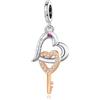 Famuan Gioielli Oro Amore Chiave Charm 925 Argento Perline Ciondolo per Donna Fit Bracciali Collana Festa della Mamma San Valentino Compleanno Regali di Natale per Donna Ragazza Famiglia Amici