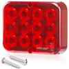 D-TECH 1 x Fanale Retronebbia LED Rimorchio 12V Impermeabile,Luci Fendinebbia Posteriori Per Rimorchio,Trattore Agricolo,Fanale Antinebbia LED Rosso Universale, 12 LEDs, IP67,Omologato ECE
