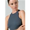 Risalti Canotta Sportiva con Scollo Americano a Costine in Microfibra Seamless, Linea Sara