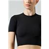 Risalti Maglietta Crop Sportiva Manica Corta con dettagli a Costine in Microfibra Seamless, Linea Ilena