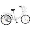 ARBGO Triciclo per adulti 3 ruote bicicletta triciclo moderno adulto triciclo con lampada da moto cestino della spesa e riflettori velocità regolabile altezza fino a 120 kg, bianco