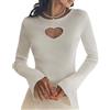 MGizo DtiSpectrum Maglione Attillato da Donna - Pullover Aderente con Intagli a Forma di Cuore, Maniche Lunghe Svasate e Scollo Rotondo, Top Lavorato a Maglia Sexy