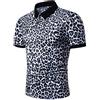 Xmiral Polo Camicia Uomo a Righe con Stampa Leopardata Regular Fit Manica Corta da Golf Elasticizzata Tech Performance (M,1Bianca)