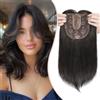 S-noilite Hair Topper Capelli Clip Extension 15 * 15cm Toppers Sintetici per Capelli Sottili Hair Toupet Donna Frontale Extension Lisci Posticci Fringe Toupee,35cm Castano scuro