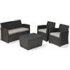 KETER MIA LOUNGE SET con cuscini Poltrone 66,5x67x75,5h Divano 135X72X76h Tavolo contenitore 80X60X42h Grafite