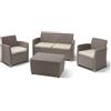 KETER MIA LOUNGE SET con cuscini Poltrone 66,5x67x75,5h Divano 135X72X76h Tavolo contenitore 80X60X42h Cappuccino